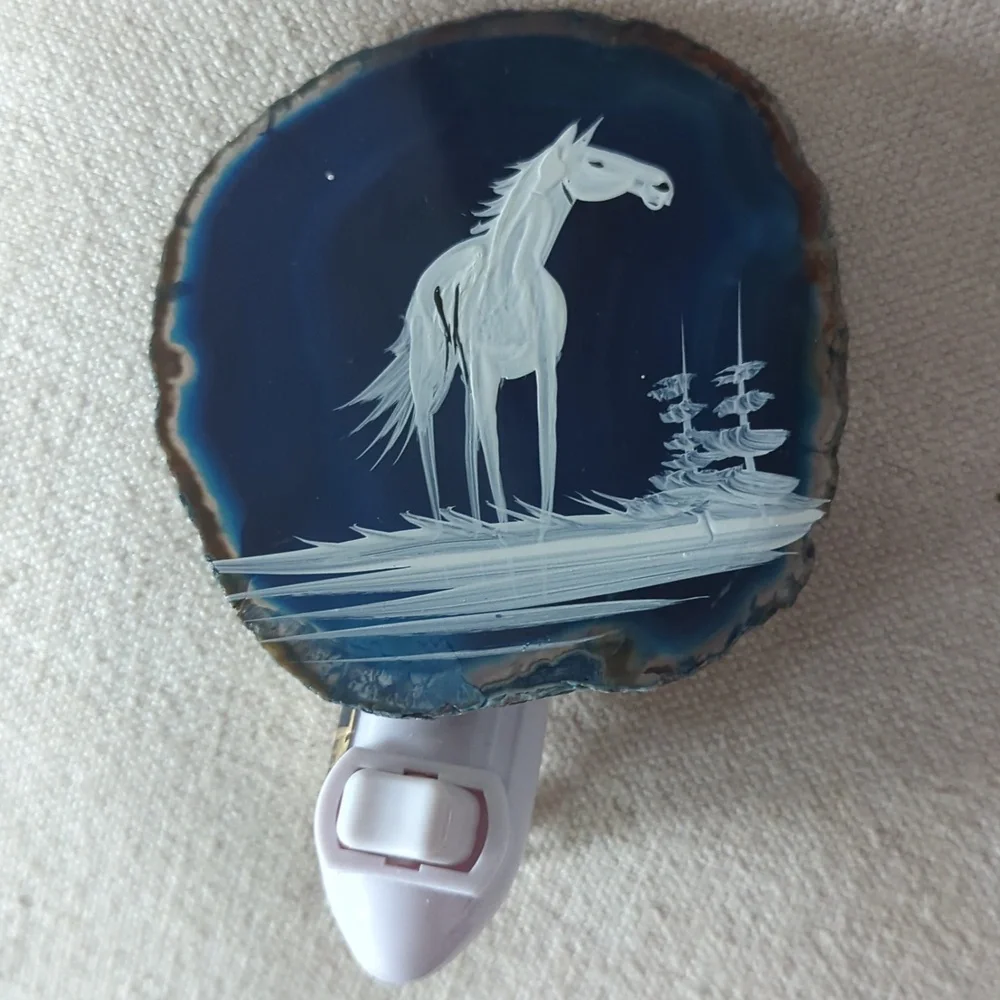 🆕 Horse Night Light with Blue Agate